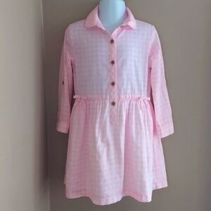 Carter's Gingham shirt dress with adjustable sleeves and bows - pink - size 3T